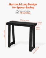 36 In Console Table, Modern Desk Behind The Couch, Wooden Rectangle Entrance Desk, Narrow Long Sofa Table Accent Stand, Ideal For Hallway, Bedroom, Living Room, Foyer, Easy Assembly, Black - Image 3
