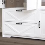 4 Doors Wardrobe Closet With Mirror, LED Wardrobe With Doors And 2 Drawers, Wooden Wardrobe Storage Cabinet With Hanging Rod, Adjustable Shelves, White - Image 3