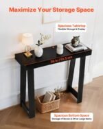 36 In Console Table, Modern Desk Behind The Couch, Wooden Rectangle Entrance Desk, Narrow Long Sofa Table Accent Stand, Ideal For Hallway, Bedroom, Living Room, Foyer, Easy Assembly, Black - Image 4