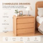25 Inch Modern Nightstand With 3 Storage Drawers Charging Station Curved Wood Bedside Table For Home Bedroom Living Room - Image 2