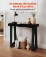 36 In Console Table, Modern Desk Behind The Couch, Wooden Rectangle Entrance Desk, Narrow Long Sofa Table Accent Stand, Ideal For Hallway, Bedroom, Living Room, Foyer, Easy Assembly, Black - Image 2